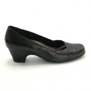 Clarks Shoes Womens Pump Heel Everyday Sugar Sky Black‎ Leather Slip On 9.5